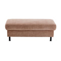 ZEHDENICK Modulmaster MM-ZE1129 XXL-Hocker aus hellbraunem Chenille, rechteckig mit kurzen schwarzen Beinen.