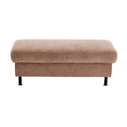 ZEHDENICK Modulmaster MM-ZE1129 XXL-Hocker aus hellbraunem Chenille, rechteckig mit kurzen schwarzen Beinen.