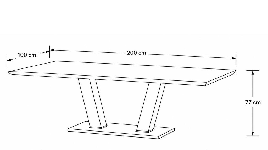 Interliving 5104 Rechteckiger Esstisch mit heller Wildeiche-Tischplatte und Edelstahlgestell in moderner V-Form