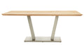 Interliving 5104 Rechteckiger Esstisch mit heller Wildeiche-Tischplatte und Edelstahlgestell in moderner V-Form