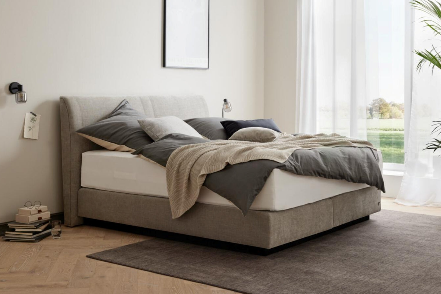 Boxspringbett, Unterbau TFK, 180 x 200 cm, KT 0050, K08-10, H2+H3_Stroffgr. 4, 485400 Neo, Grau