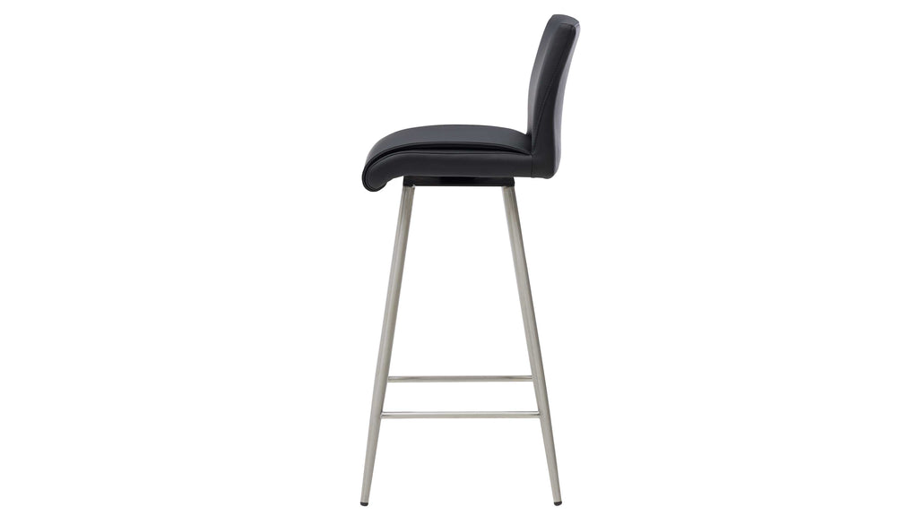 Interliving 5122 Barhocker mit schwarzem Bezug und gebürstetem Edelstahlgestell