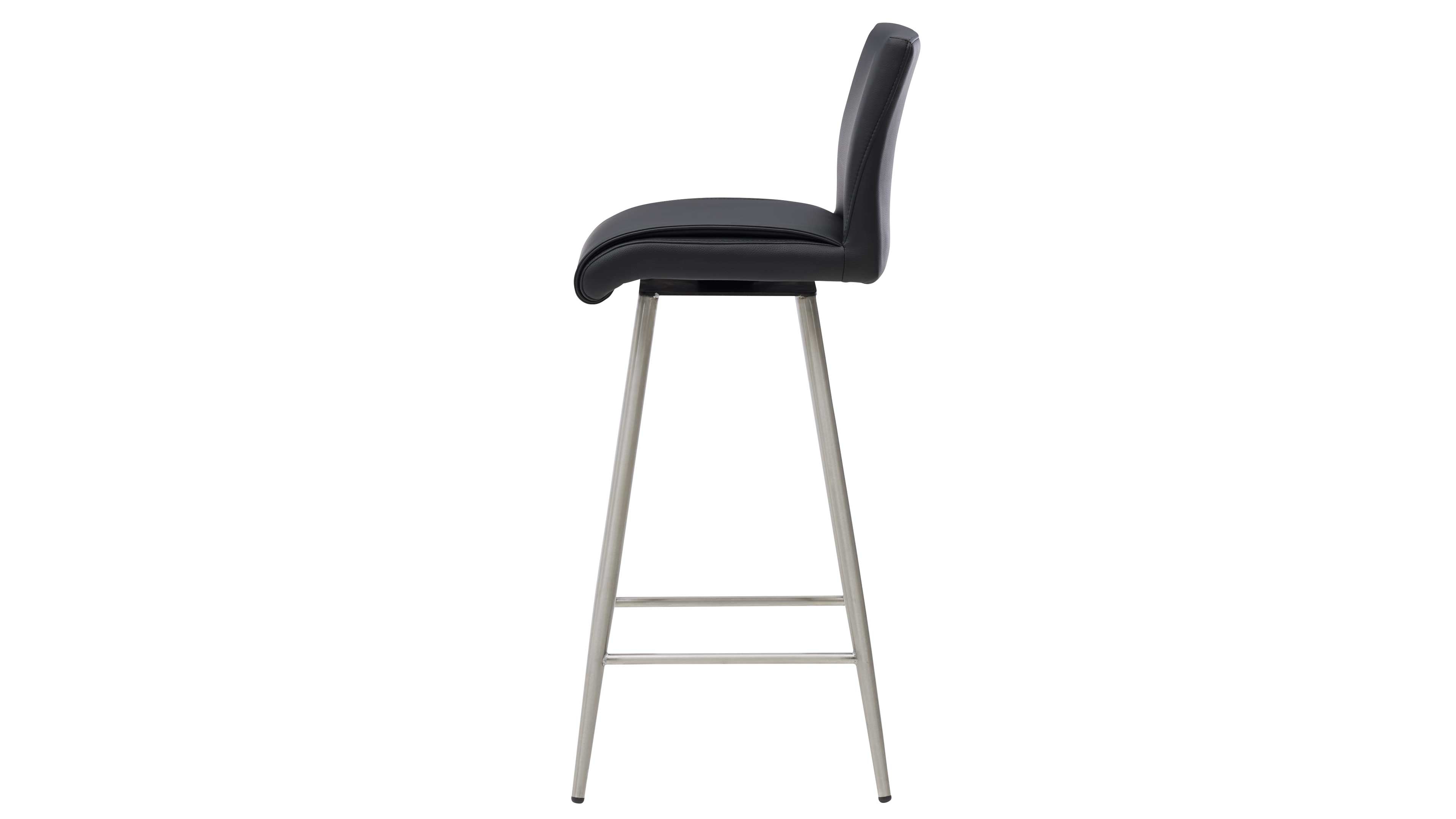 Interliving 5122 Barhocker mit schwarzem Bezug und gebürstetem Edelstahlgestell