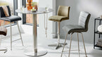 Interliving Serie 5122 , Bartisch mit runder, dunkelgrauer Platte und modernem Edelstahlgestell