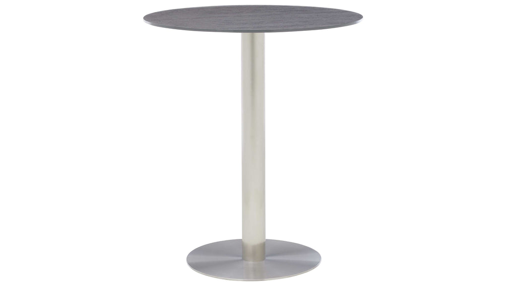 Interliving Serie 5122 , Bartisch mit runder, dunkelgrauer Platte und modernem Edelstahlgestell