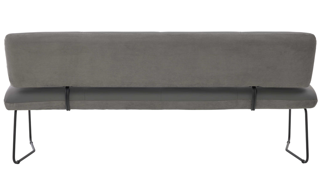Interliving Serie 5116, Moderne Polsterbank in grauem Leder mit filigranem Metallgestell und stilvoller Rückenlehne