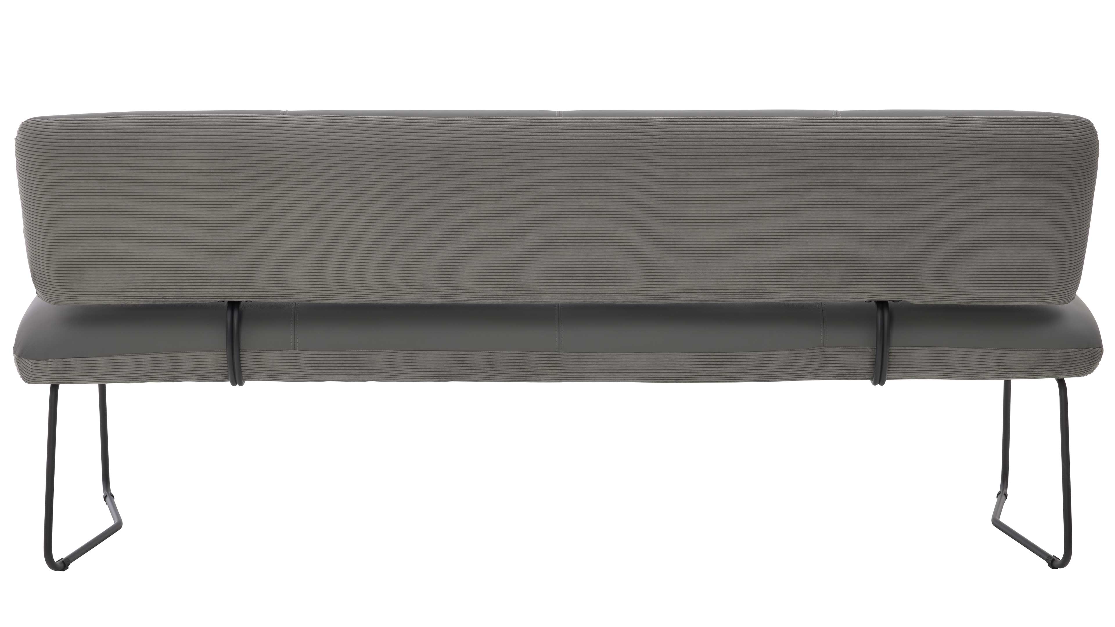 Interliving Serie 5116, Moderne Polsterbank in grauem Leder mit filigranem Metallgestell und stilvoller Rückenlehne