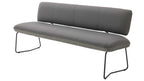 Interliving Serie 5116, Moderne Polsterbank in grauem Leder mit filigranem Metallgestell und stilvoller Rückenlehne