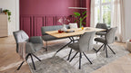 Interliving Serie 5116, Esstisch mit heller Wildeiche und schwarzem Metallgestell im Industrial-Stil