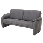 Steinpol Polsteria Dreisitzer Modell 3200|SG Deluxe, anthrazit: modernes Sofa mit 2 Kissen, runden Armlehnen und Aluminiumfüßen.