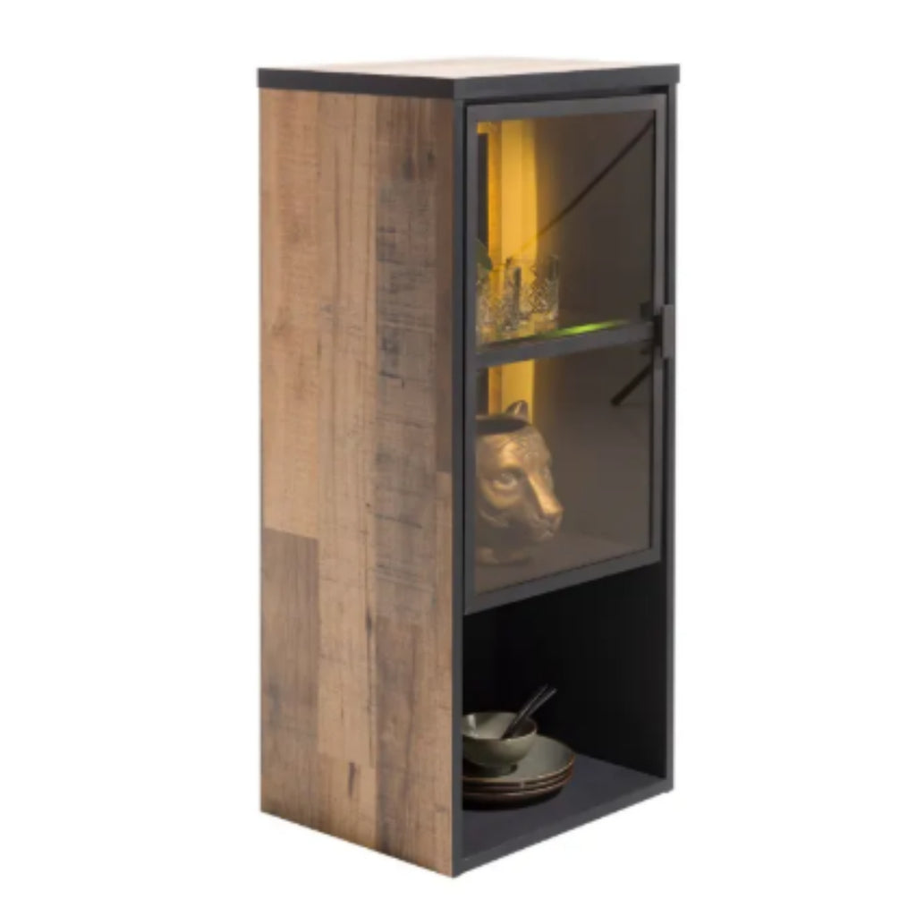 Handes & Hazel 42493DRI Vitrine in Treibholz-Optik mit Glastür und Einlegeboden – ein modernes Wohnzimmer-Highlight von 0176.