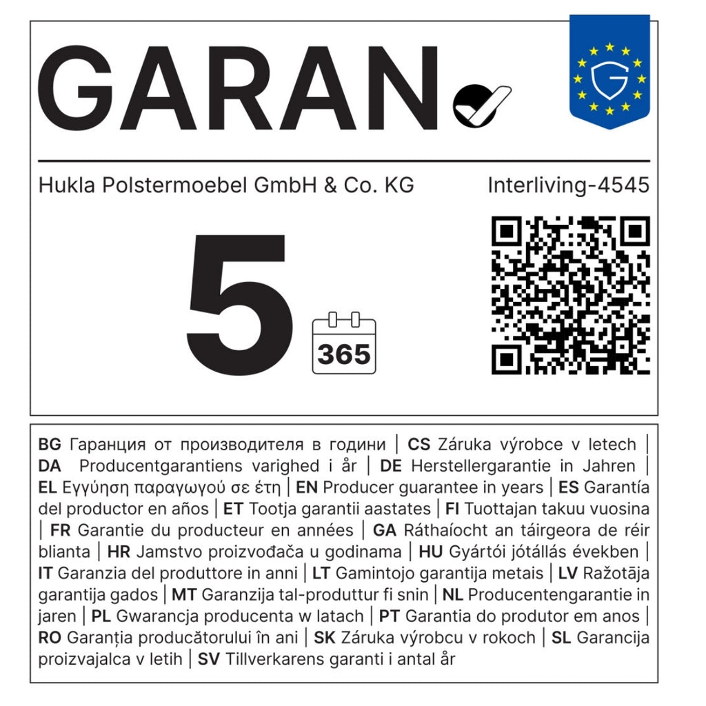 HUKLA® | IL Relaxsessel 4545 Glattleder, verschiedene Farben/Funktionen. GARAN, groß 5, QR, EU-Flagge, mehrsprachige Garantie.