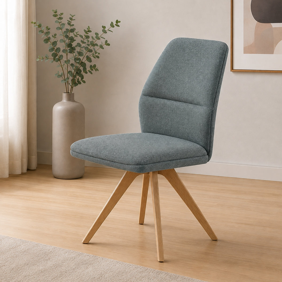 NIEHOFF SITZMÖBEL | IL Interliving 5102 Polsterstuhl, Tirol-484 aqua, Armlehnen, moderne Holzbeine.