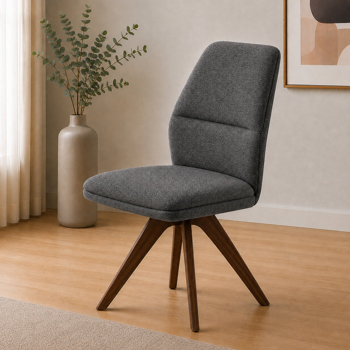NIEHOFF SITZMÖBEL Interliving 5102 Sessel, Mikrofaser Tirol 489 Kiesel, modernes Zimmer, abstrakte Wandkunst.