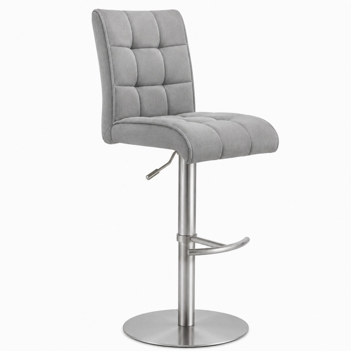 Interliving Serie 5104 Barhocker, taubengrau, Mikrofaser, Sitzschale BILC, MWA | IL, mit Fußstütze und Metallgestell.