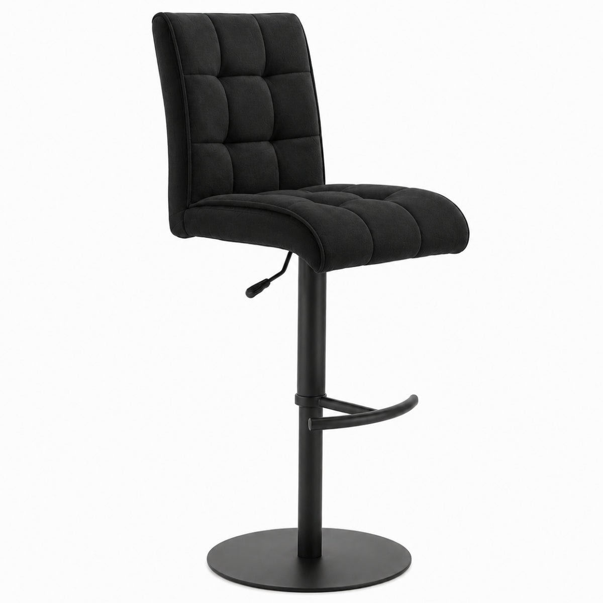 MWA | IL Interliving Serie 5104 Barhocker BILC in Carbonschwarz mit gepolsterter Sitzschale und Metallfußstütze.