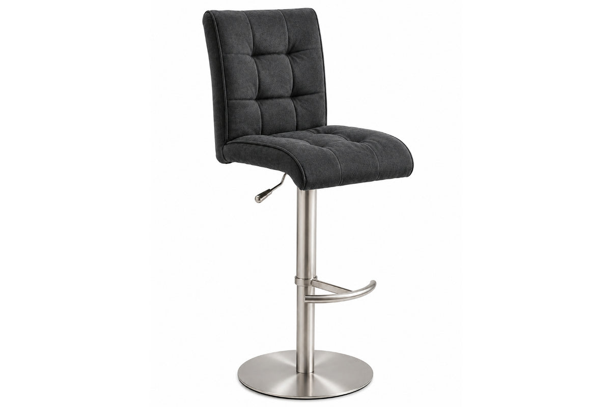 Interliving Serie 5104 Barhocker BILC in Dunkelgrau, höhenverstellbar, Edelstahlfuß und Drehfunktion, MWA | IL.