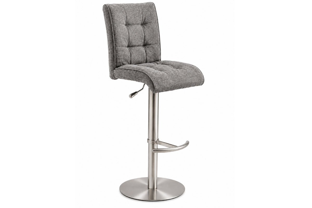 Gray Interliving Serie 5104 Barhocker mit Sitzschale BILC, gepolsterte Rückenlehne und Metallgestell, von MWA | IL.