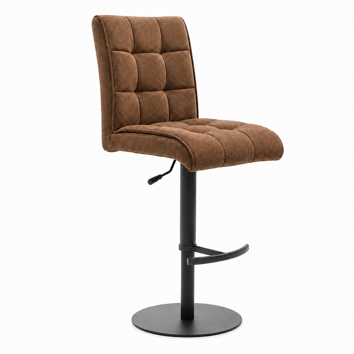 Amber Mikrofaser Interliving Serie 5104 Barhocker von MWA | IL mit Drehfunktion, schwarzer Fußstütze und Höhenverstellung.