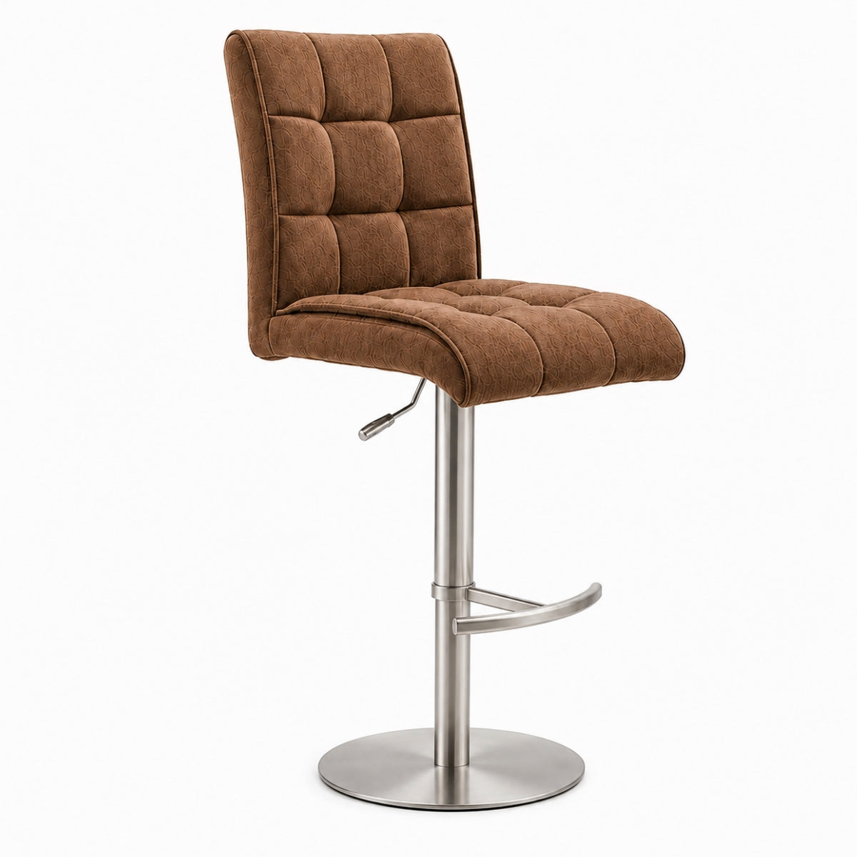 Bernsteinfarbener Barhocker der Interliving-Serie 5104 mit Drehfunktion, Sitzschale BILC, Metallgestell und Fußstütze, MWA | IL.