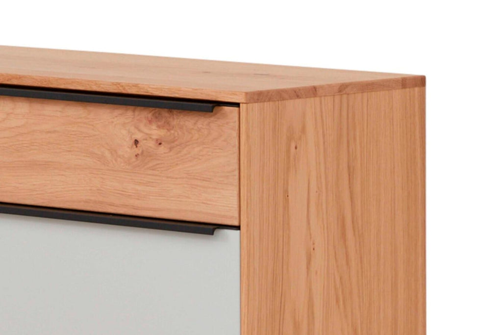 Interliving Serie 6005, Hängeschuhschrank, Typ 805_23 Eiche bianco, Lack Lichtgrau, Balkeneiche, Anthrazit