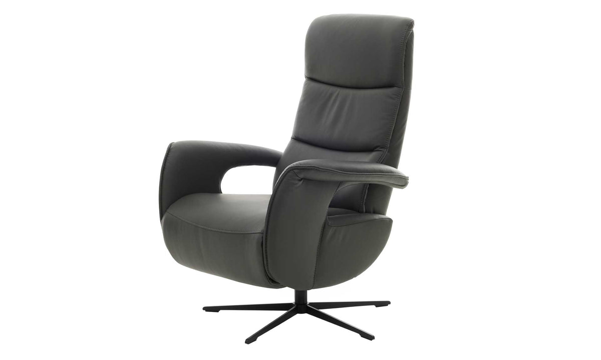 HUKLA® | IL Relaxsessel Serie 4545 Glattleder, hohe Rückenlehne, Armlehnen, Metallfuß, Seitenansicht.