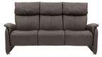 Drei-Sitzer-Sofa in einem grauen, weichen Material mit hohen Rückenlehnen und abgerundeten Armlehnen.
