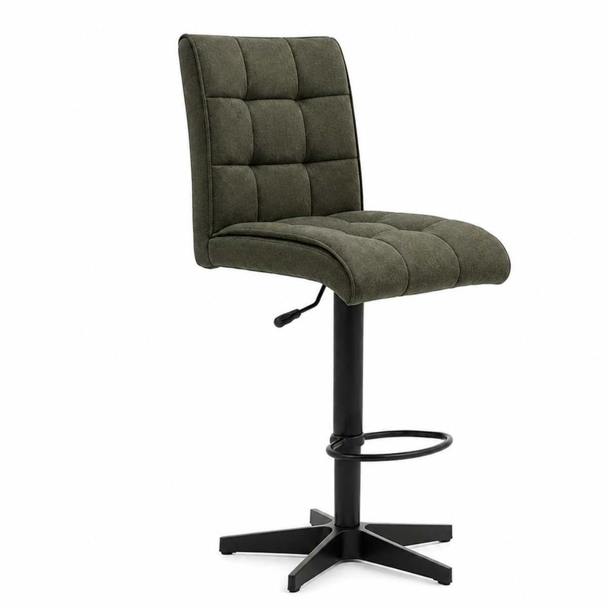 Interliving Serie 5104 Barhocker BILC, MWA | IL, Fern Mikrofaser grün, Fußstütze, höhenverstellbar, gesteppt.