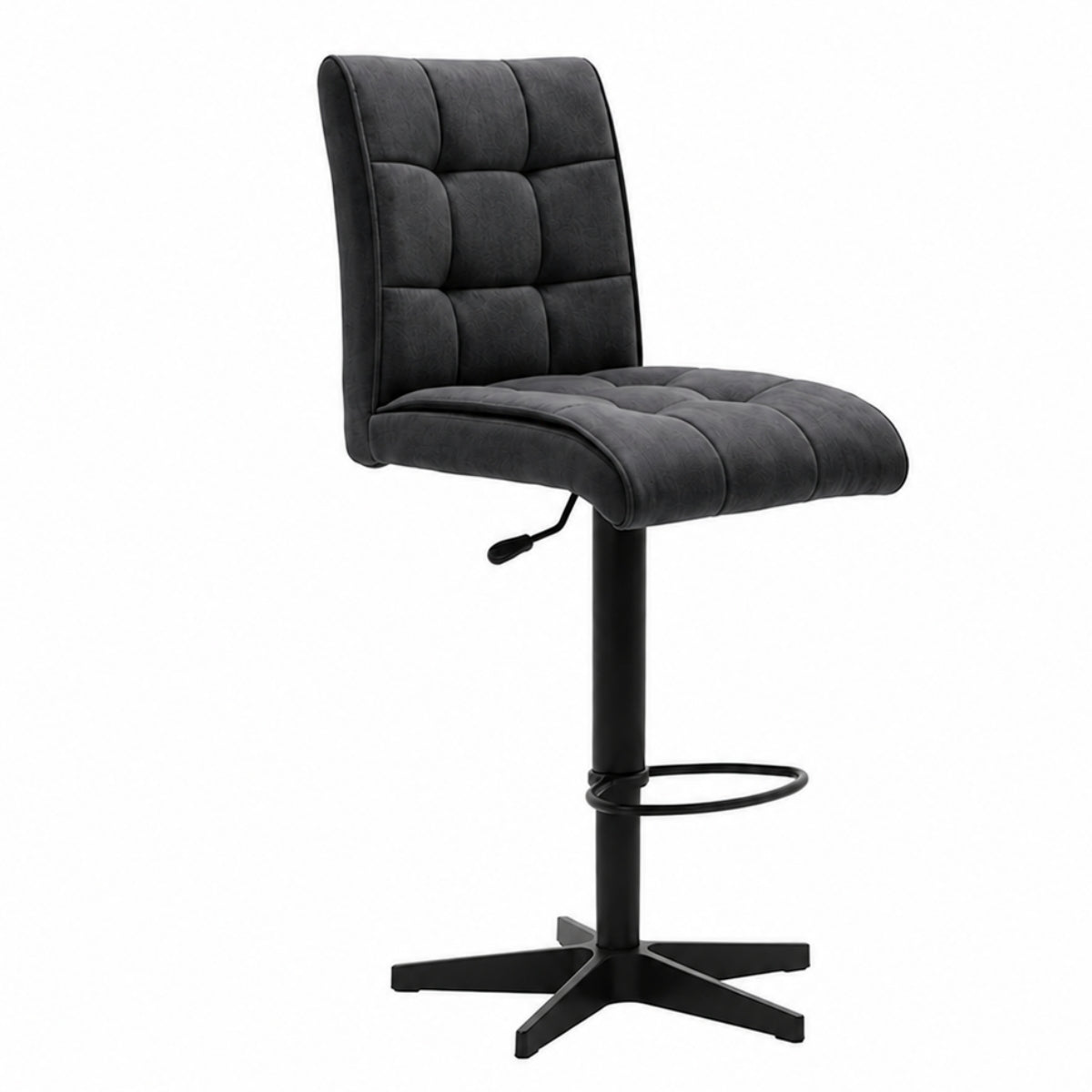MWA | IL Interliving Serie 5104 Barhocker BILC, Carbon-Mikrofaser anthrazit, drehbar, höhenverstellbar, Fußstütze.
