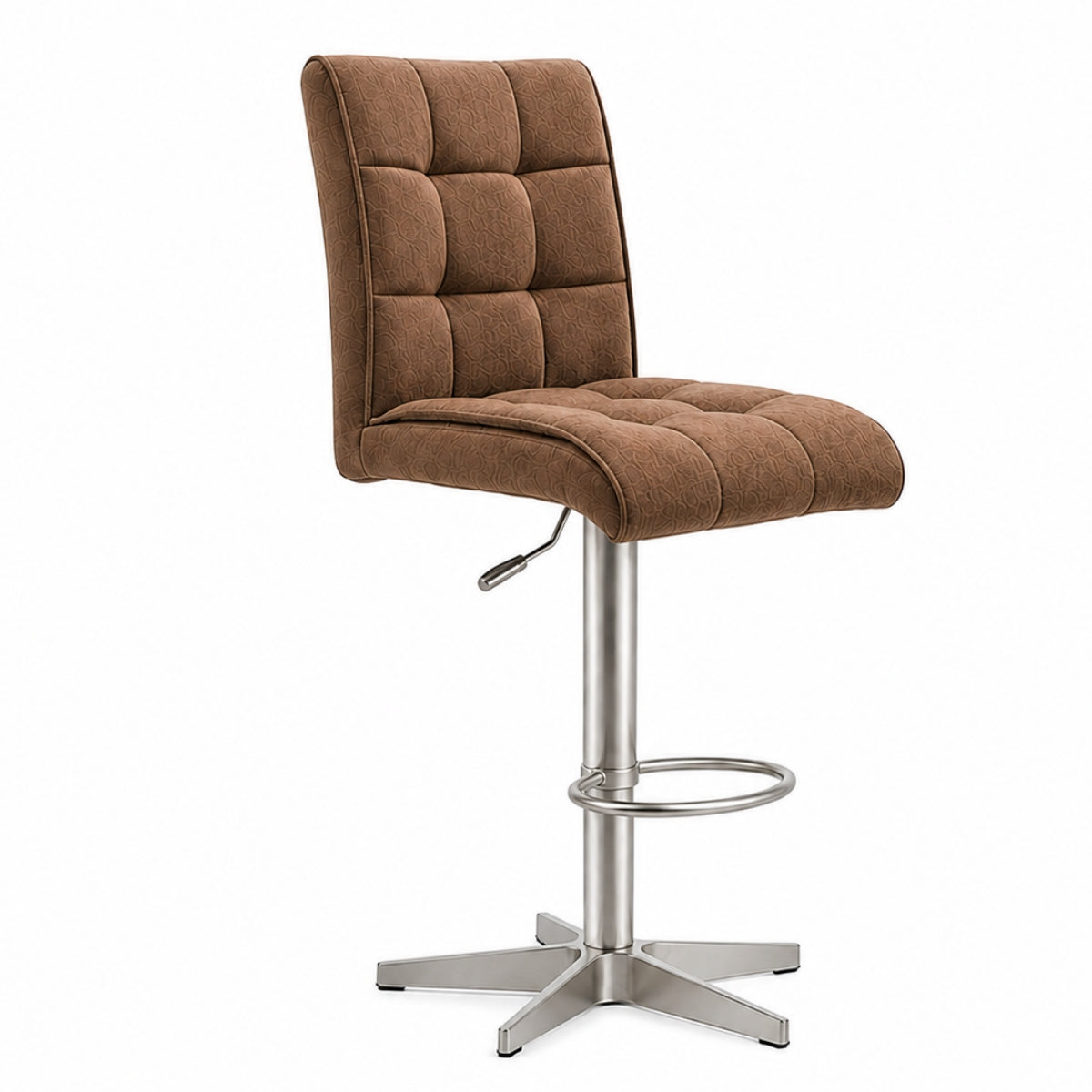Interliving Serie 5104 Barhocker BILC, MWA | IL, bernsteinfarbene Mikrofaser, höhenverstellbar, Drehfunktion, Metallgestell.