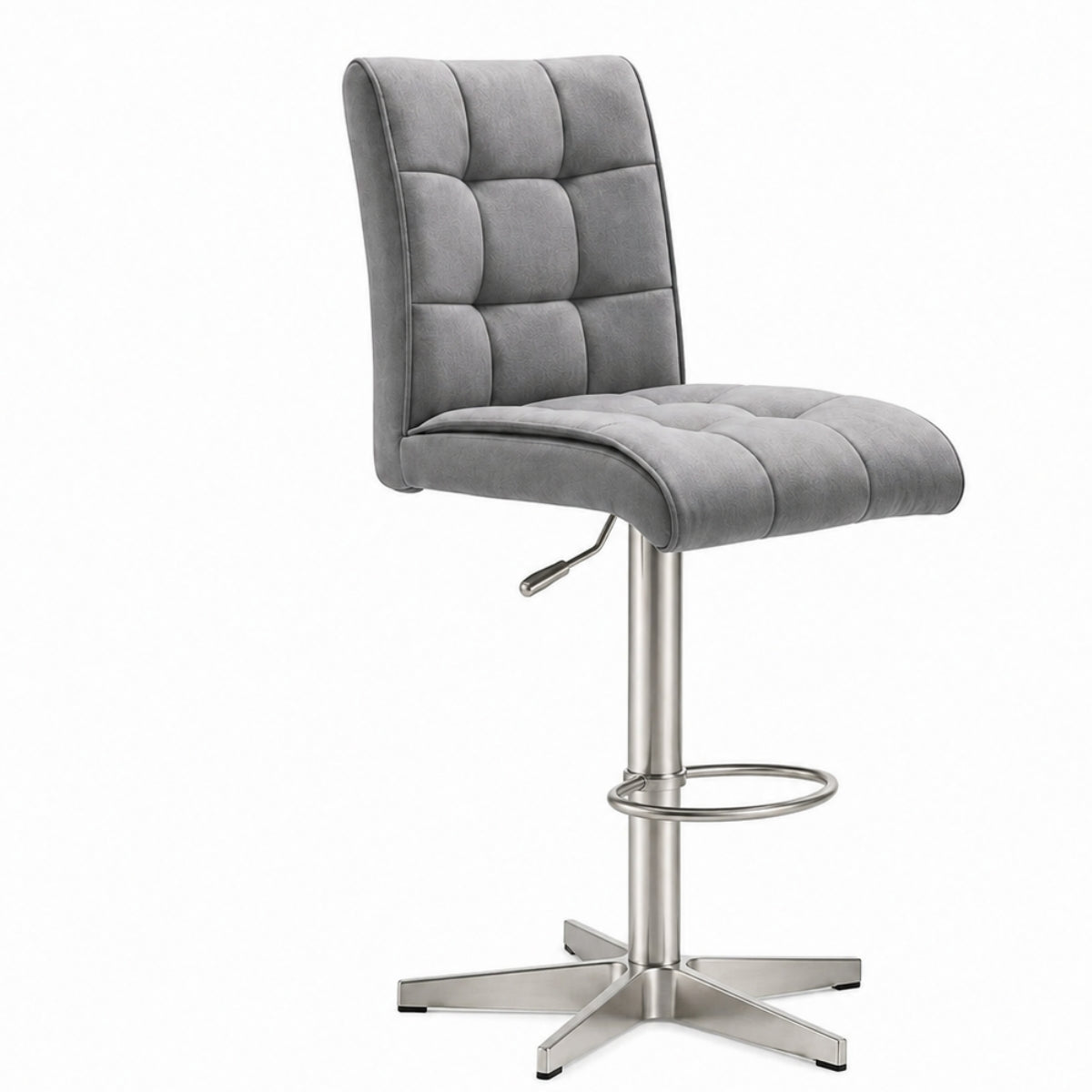 MWA | IL Interliving Serie 5104 Barhocker BILC, Dove Mikrofaser grau, Drehfunktion, Metallfuß & höhenverstellbar.