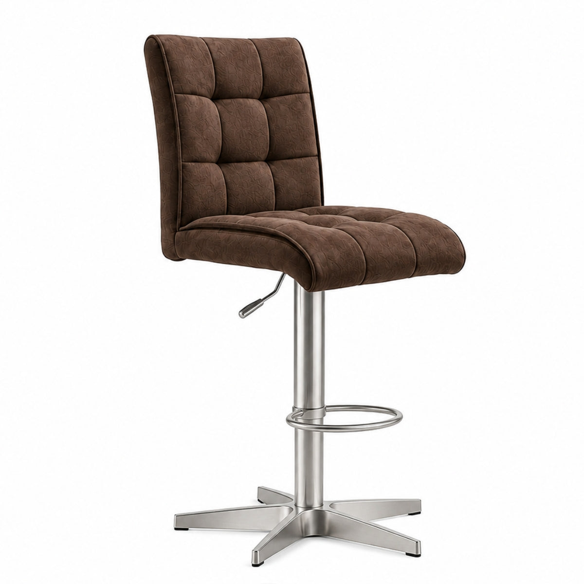 Rostbrauner Barhocker BILC von MWA | IL, höhenverstellbar, drehbar – Interliving Serie 5104, auf weißem Hintergrund.