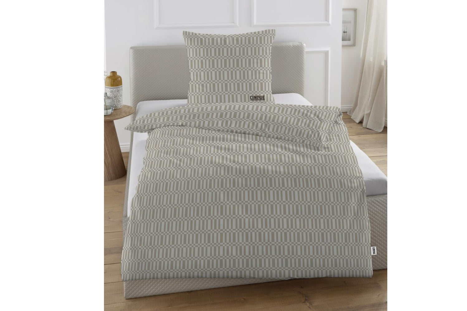 Biberna Satin-Bettwäsche-Set Taupe, 0611705-544 Cinque, Größe 135 x 200 cm