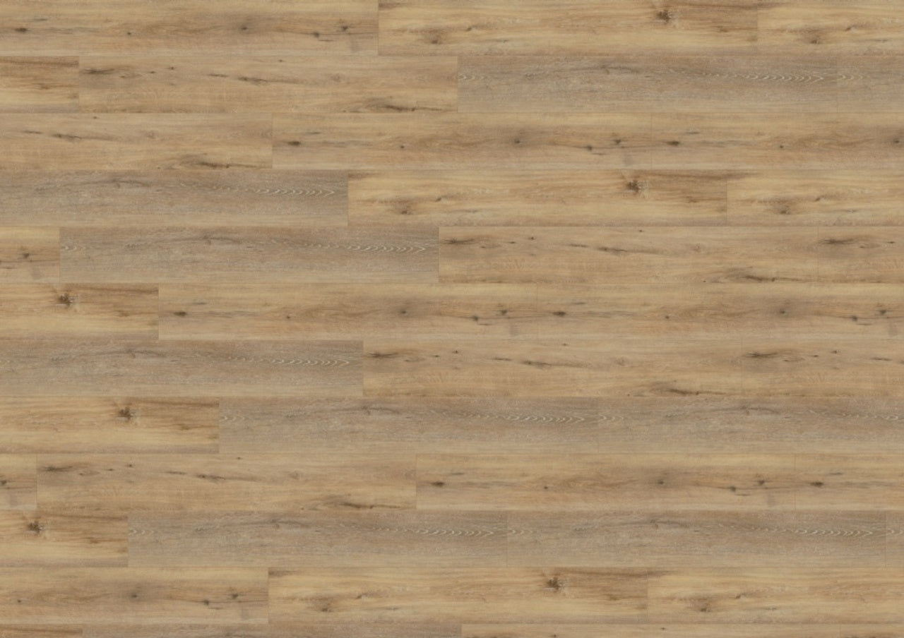 Wineo 400 Wood XL: Hellbrauner Klick-Bodenbelag mit natürlicher Maserung und integrierter Unterlage für mehr Komfort.