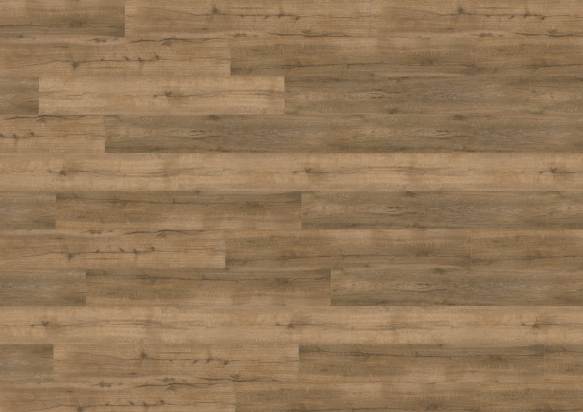 Wineo Designboden 400 Wood XL zum Verlegen mit Klickverbindung: braune Holzdielen, sichtbare Maserung, rustikale Optik, Klickverbindung.