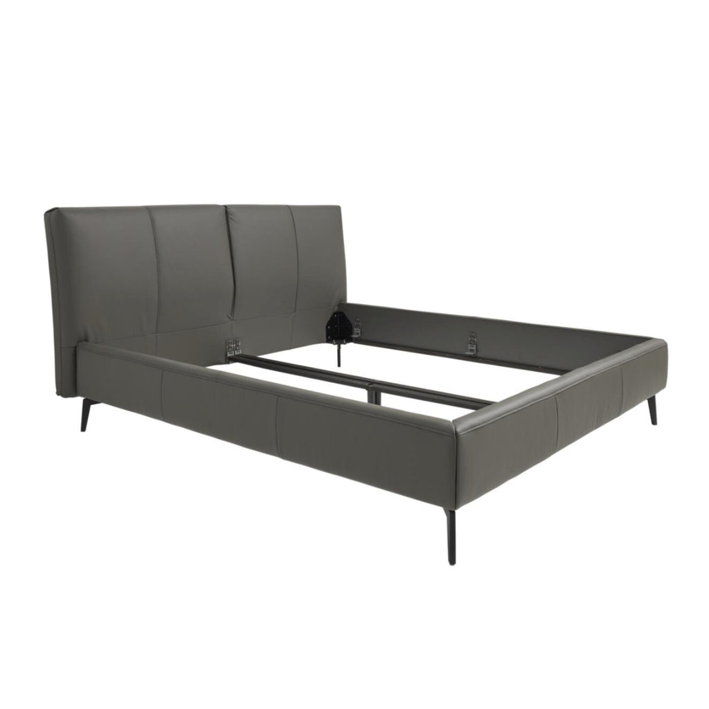 HUKLA® Interliving Serie 1416 Polsterbettgestell 180 x 200 cm, anthrazitfarbenes Leder, hohes Kopfteil, Matratze nicht im Lieferumfang enthalten.