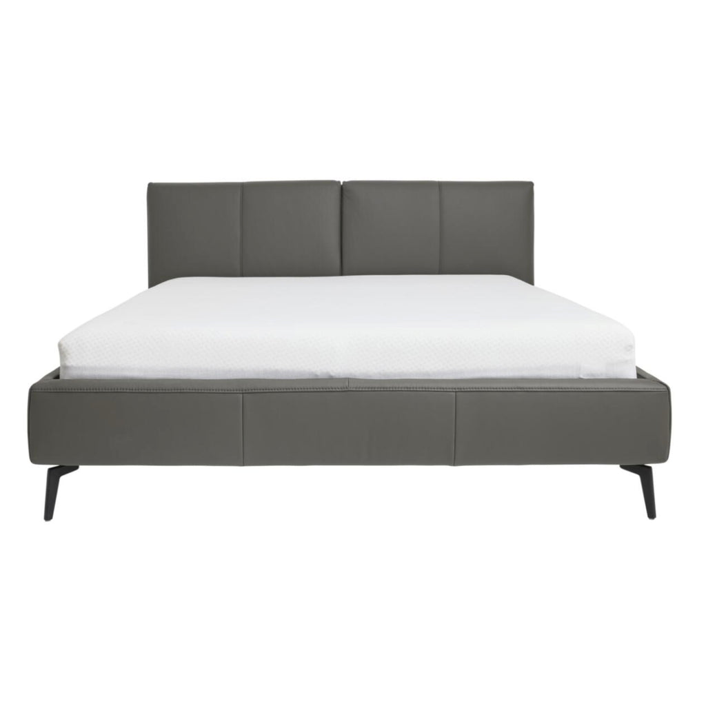 Interliving Serie 1416 Polsterbett, 180 x 200 cm, Leder anthrazit, von HUKLA® Comfortbetten IL, Vorderansicht.