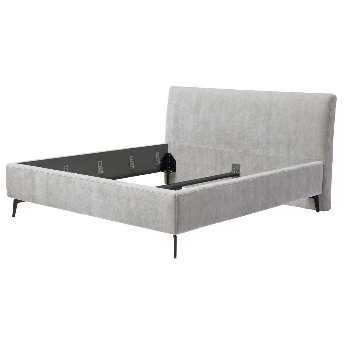 HUKLA® Interliving 1416 Polsterbettgestell 180 x 200 cm, Balu Silver, schräge Beine, hohes Kopfteil, Matratze nicht abgebildet.
