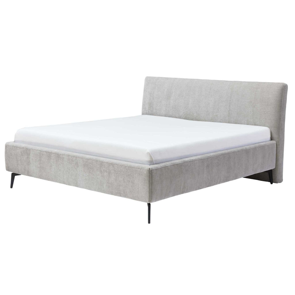 HUKLA® Interliving Serie 1416 Polsterbett 180 x 200 cm, Balu Silver, gepolsterter Rahmen und Kopfteil, schwarze Beine.