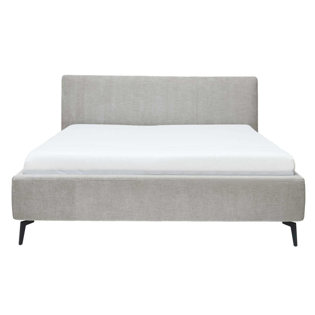 HUKLA® Interliving Serie 1416 Polsterbettgestell 180x200, Balu Silver, hellgrauer Rahmen, weiße Matratze, schwarze Beine.