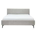 HUKLA® Interliving Serie 1416 Polsterbettgestell 180x200, Balu Silver, hellgrauer Rahmen, weiße Matratze, schwarze Beine.