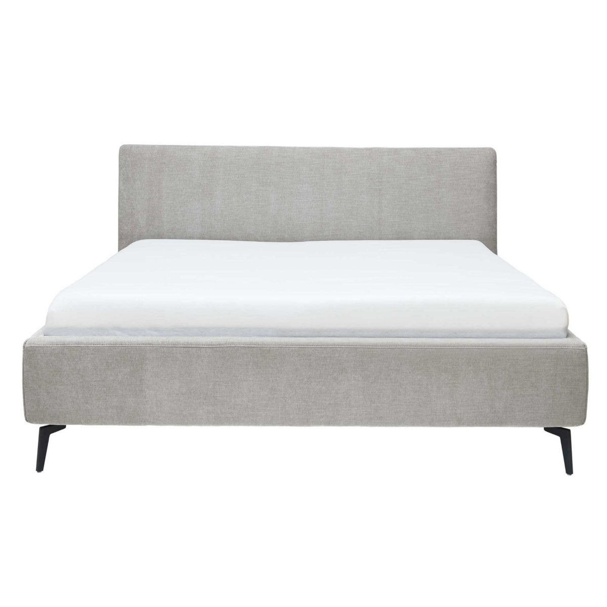 HUKLA® Interliving Serie 1416 Polsterbettgestell 180x200, Balu Silver, hellgrauer Rahmen, weiße Matratze, schwarze Beine.