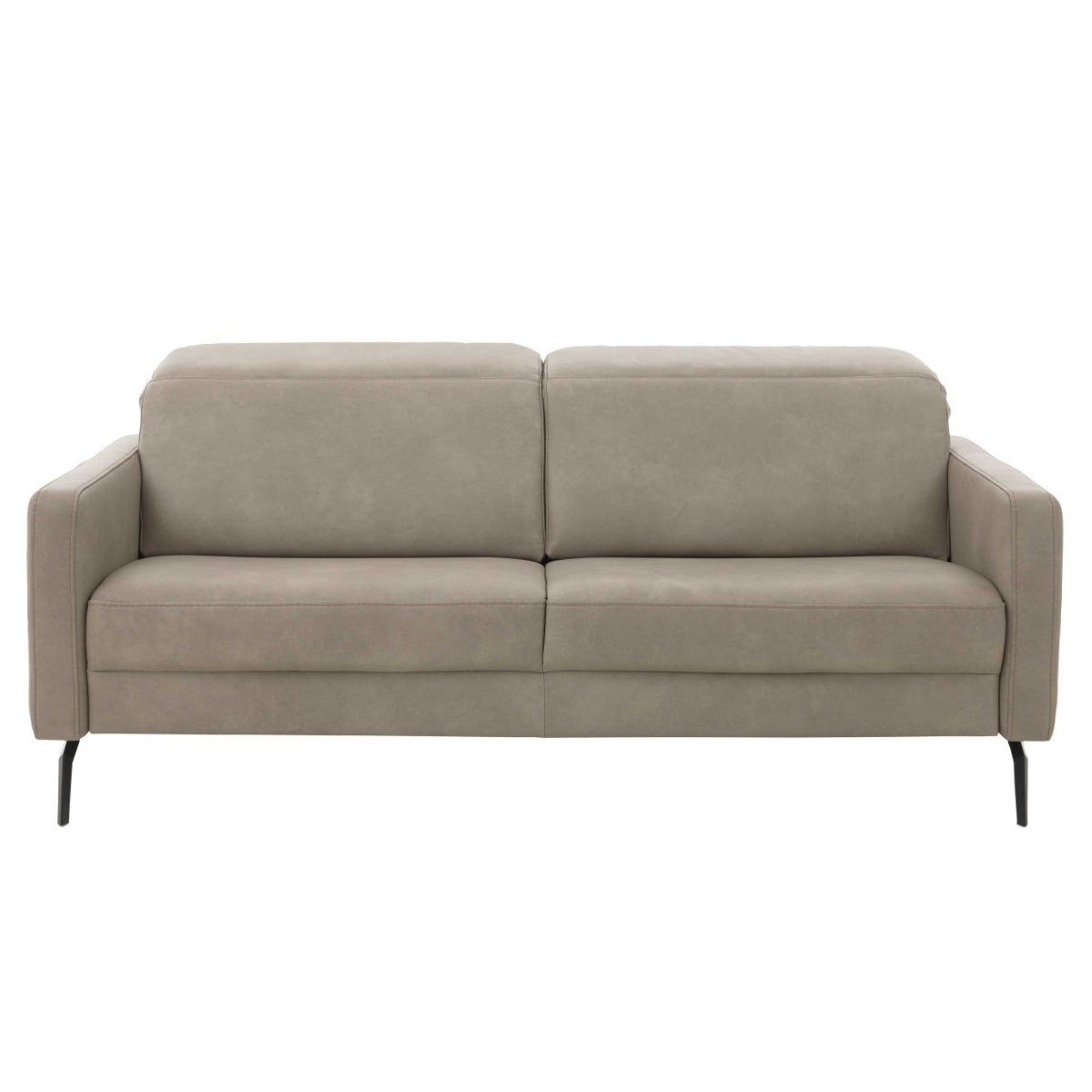 HUKLA® | IL Interliving Serie 4065 2,5-Sitzer aus „Cloudy“-Gravel-Leder mit schwarzen Metallbeinen W008-M01, Vorderansicht.