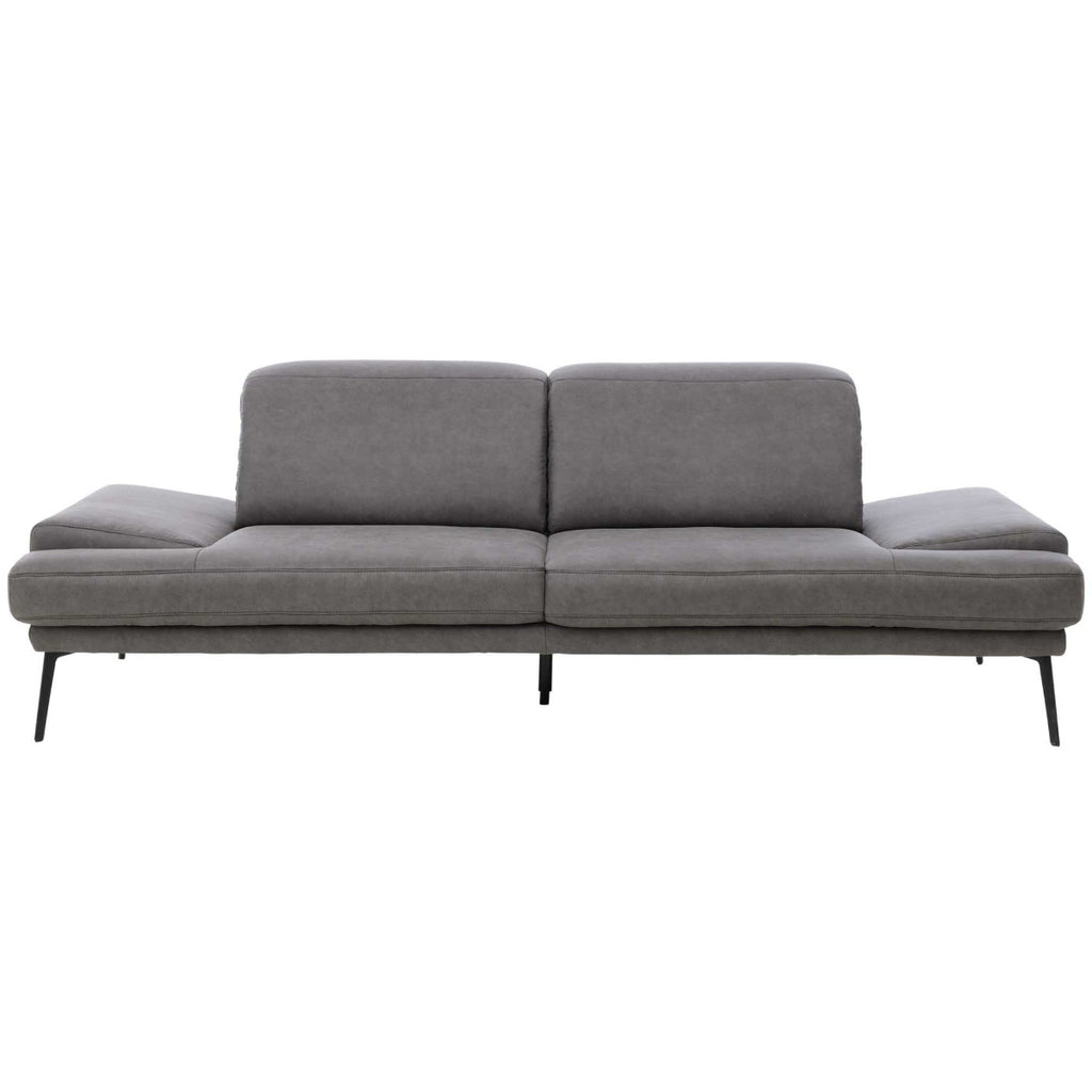 Zweisitzer-Sofa „Interliving 4460“ von Steinpol Polsteria | IL mit dunkelgrauem Stoffbezug und schwarzen Metallfüßen.