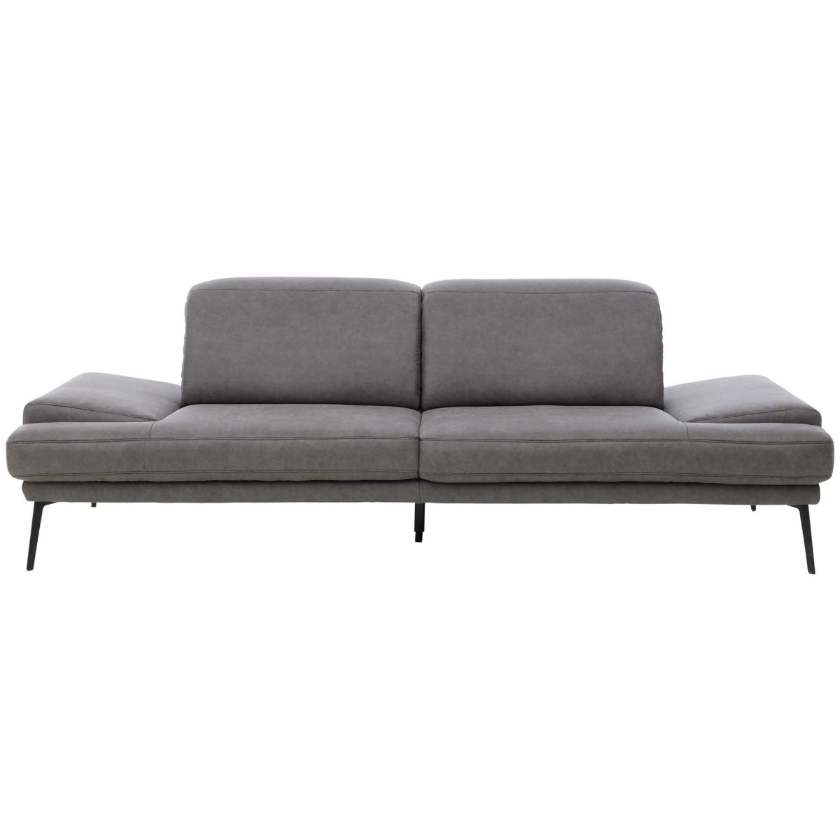 Zweisitzer-Sofa „Interliving 4460“ von Steinpol Polsteria | IL mit dunkelgrauem Stoffbezug und schwarzen Metallfüßen.