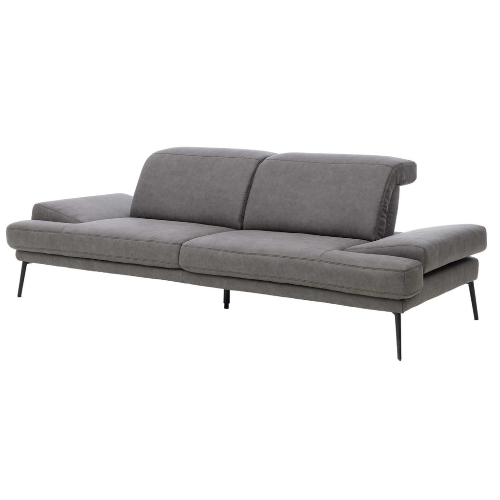Modernes Zweisitzer-Sofa „Interliving 4460“ in Dunkelgrau von Steinpol Polsteria, schwarze Metallfüße.