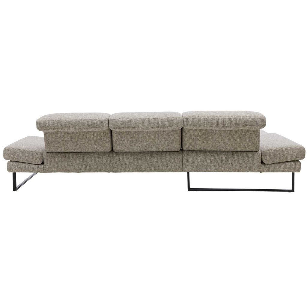 Steinpol Polsteria | IL Ecksofa Interliving 4460 in Silber mit runden schwarzen Metallfüßen, Rückansicht in Weiß.