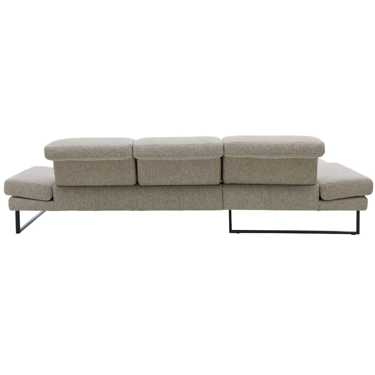 Steinpol Polsteria | IL Ecksofa Interliving 4460 in Silber mit runden schwarzen Metallfüßen, Rückansicht in Weiß.