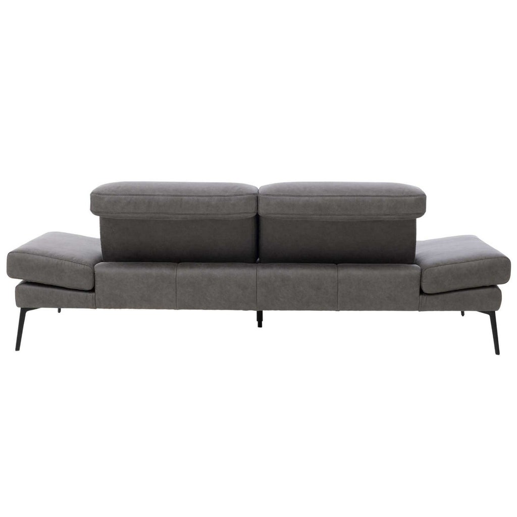Zweisitzer-Sofa „Interliving 4460“ von Steinpol Polsteria IL, dunkelgrauer Stoff, schwarze Metallfüße, Rückansicht.