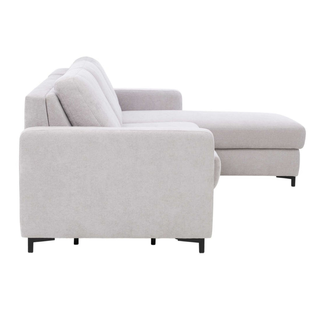 HUKLA® Interliving 4700 Ecksofa, Toni Silber, Kaltschaum, Thermo-Bezug, schwarze Füße – modern und bequem.